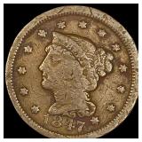 1847 Braided Hair Large Cent HIGH GRADE