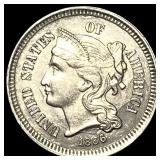 1866 Nickel Three-Cent Piece CLOSELY UNCIRCULATED