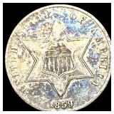 1859 Silver Three-Cent Piece NEARLY UNCIRCULATED