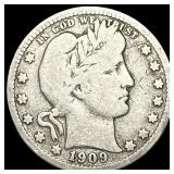 1909-D Silver Barber Quarter NICELY CIRCULATED