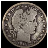 1912-S Silver Barber Half Dollar NICELY CIRCULATED