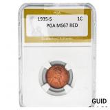 1935-S Wheat Cent PGA MS67 RED