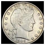 1908-D Silver Barber Half Dollar CLOSELY UNCIRCULA