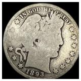 1893-S Silver Barber Half Dollar NICELY CIRCULATED