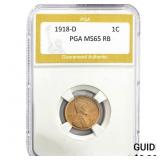 1918-D Wheat Cent PGA MS65 RB