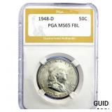 1948-D Franklin Half Dollar PGA MS65 FBL
