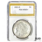 1921-D Morgan Silver Dollar PGA MS65+