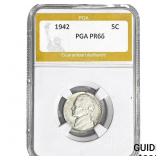 1942-P Type 2 Jefferson Nickel PGA PR66
