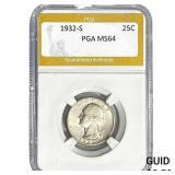 1932-S Washington Silver Quarter PGA MS64