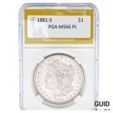 1881-S Morgan Silver Dollar PGA MS66 PL