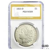 1921-D Morgan Silver Dollar PGA MS64