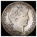 1915-S Silver Barber Half Dollar LIGHTLY CIRCULATE