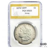 1878 7/8TF Morgan Silver Dollar PGA MS63 Strong