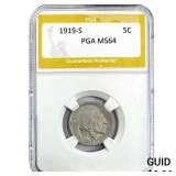 1919-S Buffalo Nickel PGA MS64