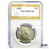 1948 Franklin Half Dollar PGA MS65 FBL