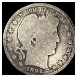 1892 Silver Barber Half Dollar NICELY CIRCULATED