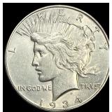 1934 Silver Peace Dollar CLOSELY UNCIRCULATED