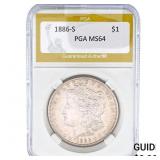 1886-S Morgan Silver Dollar PGA MS64