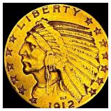 1912 Indian Head Half Eagle $5 Gold CLOSELY UNCIRC