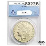 1881-S Morgan Silver Dollar ANACS MS63