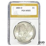 1884-O Morgan Silver Dollar PGA MS65