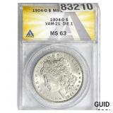 1904O Morgan Silver Dollar ANACS MS63 VAM-21 Die 1