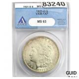 1921-D Morgan Silver Dollar ANACS MS63 VAM-41AF