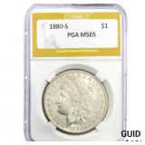 1880-S Morgan Silver Dollar PGA MS65