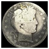 1901 Barber Silver Half Dollar NICELY CIRCULATED