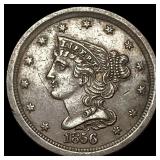 1856 Braided Hair Half Cent CLOSELY UNCIRCULATED