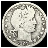 1908-S Silver Barber Quarter NICELY CIRCULATED