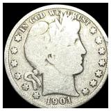 1901-S Silver Barber Half Dollar NICELY CIRCULATED