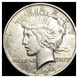 1924 Silver Peace Dollar CLOSELY UNCIRCULATED