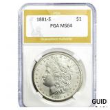 1881-S Morgan Silver Dollar PGA MS64