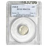1948-D Roosevelt Dime PCGS MS67 FB