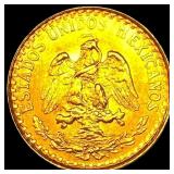 1945 Mexico Gold 2 Pesos GEM BU