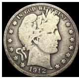 1912 Silver Half Dollar Barber NICELY CIRCULATED