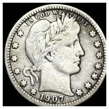 1907 Barber Silver Quarter LIGHTLY CIRCULATED