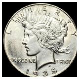 1935 Silver Peace Dollar CLOSELY UNCIRCULATED