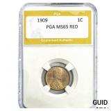 1909 Wheat Cent PGA MS65 RED