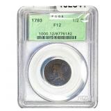 1793 Liberty Cap Half Cent PCGS F12