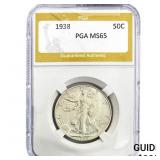 1938 Walking Liberty Half Dollar PGA MS65