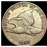 1857 Copper-Nickel Flying Eagle Cent NEARLY UNCIRC