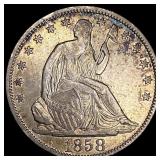 1858-O Silver Half Dollar CLOSELY UNCIRCULATED