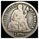1876-CC Silver Seated Liberty Dime NICELY CIRCULAT