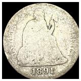 1891 Silver Dime (Seated Liberty) NICELY CIRCULATE