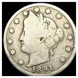 1891 Nickel Liberty Head V Nickel NICELY CIRCULATE