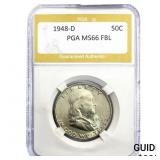1948-D Franklin Half Dollar PGA MS66 FBL