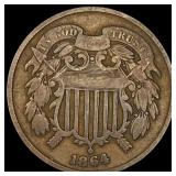 1864 Copper Two-Cent Piece LIGHTLY CIRCULATED
