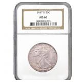 1947-D Walking Liberty Half Dollar NGC MS66
